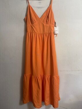 JAPNA Orange Spaghetti Strap Maxi Dress Size M